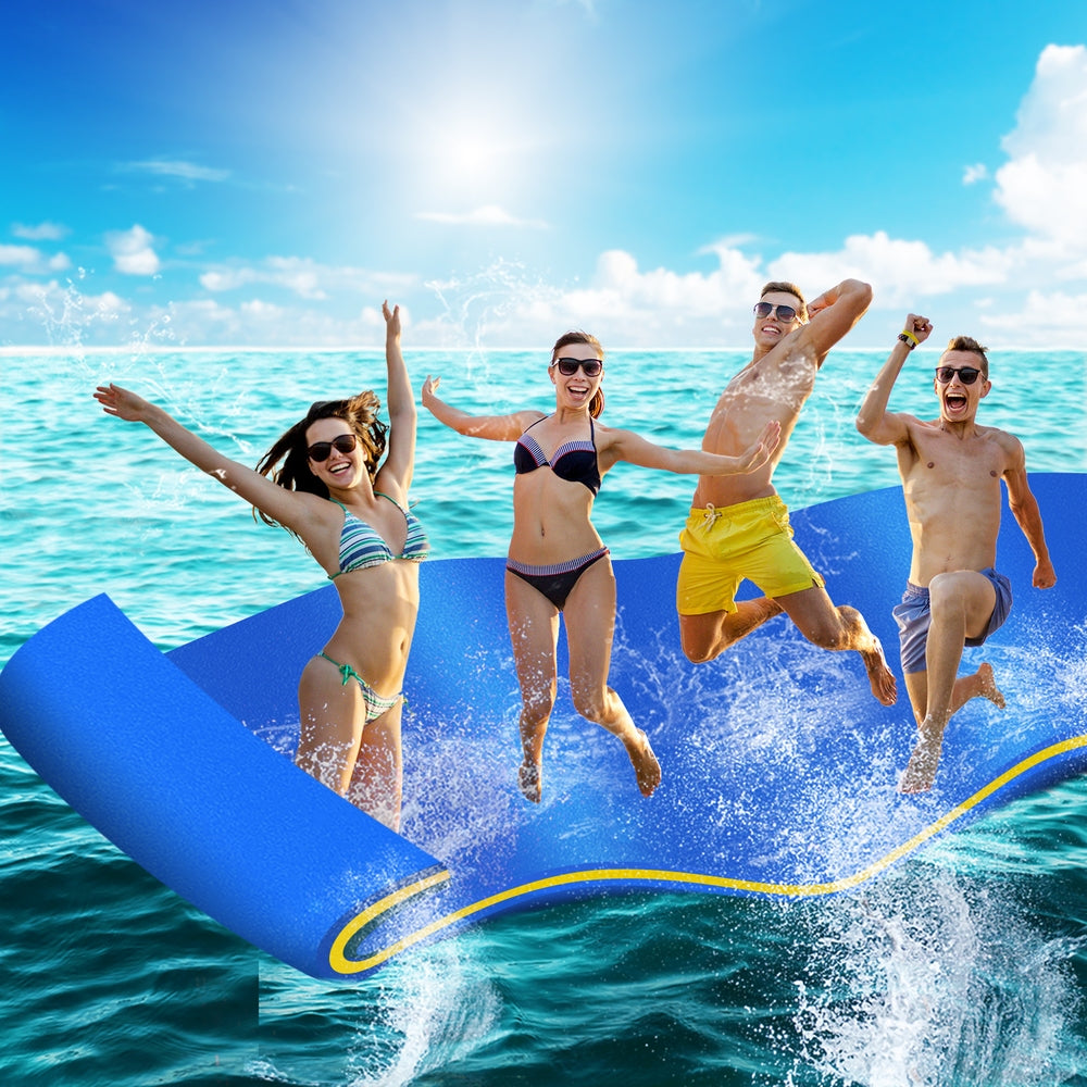 Floating Water Mat 3.5x1.8m Foam Pad Swimming Pool Platform Blue, Blue colour