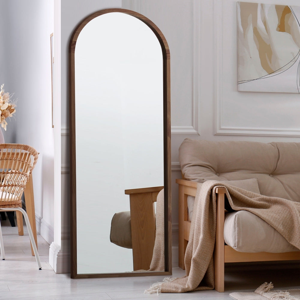 Wooden Full Length Mirror Arched Floor Mirror