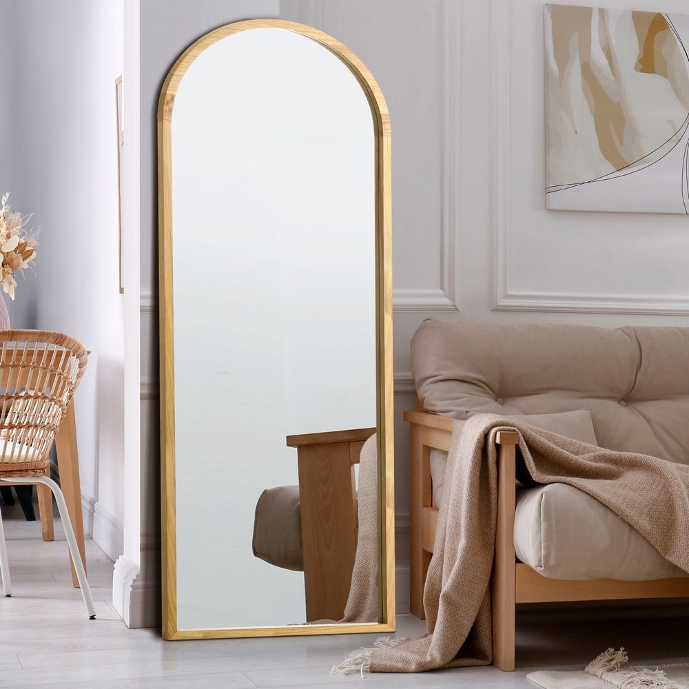 Wooden Full Length Mirror Arched Floor Mirror