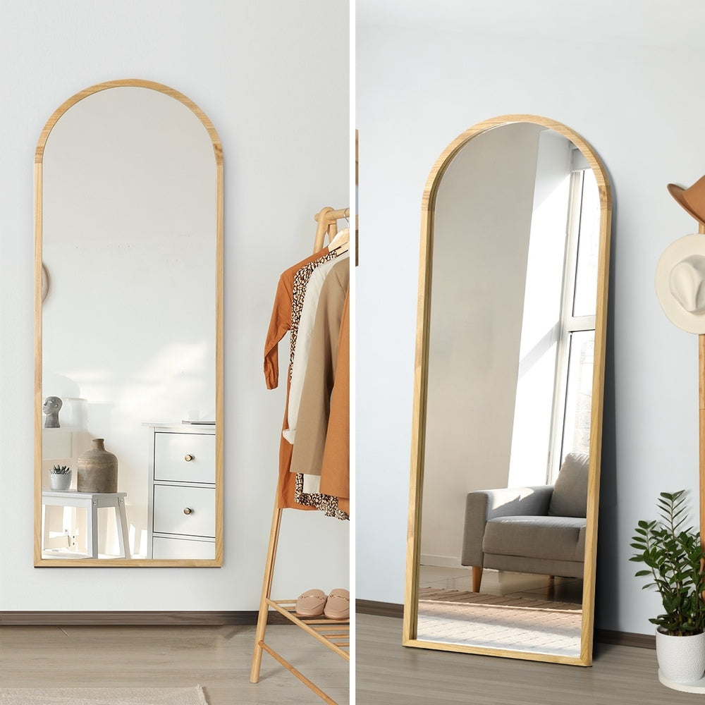 Wooden Full Length Mirror Arched Floor Mirror
