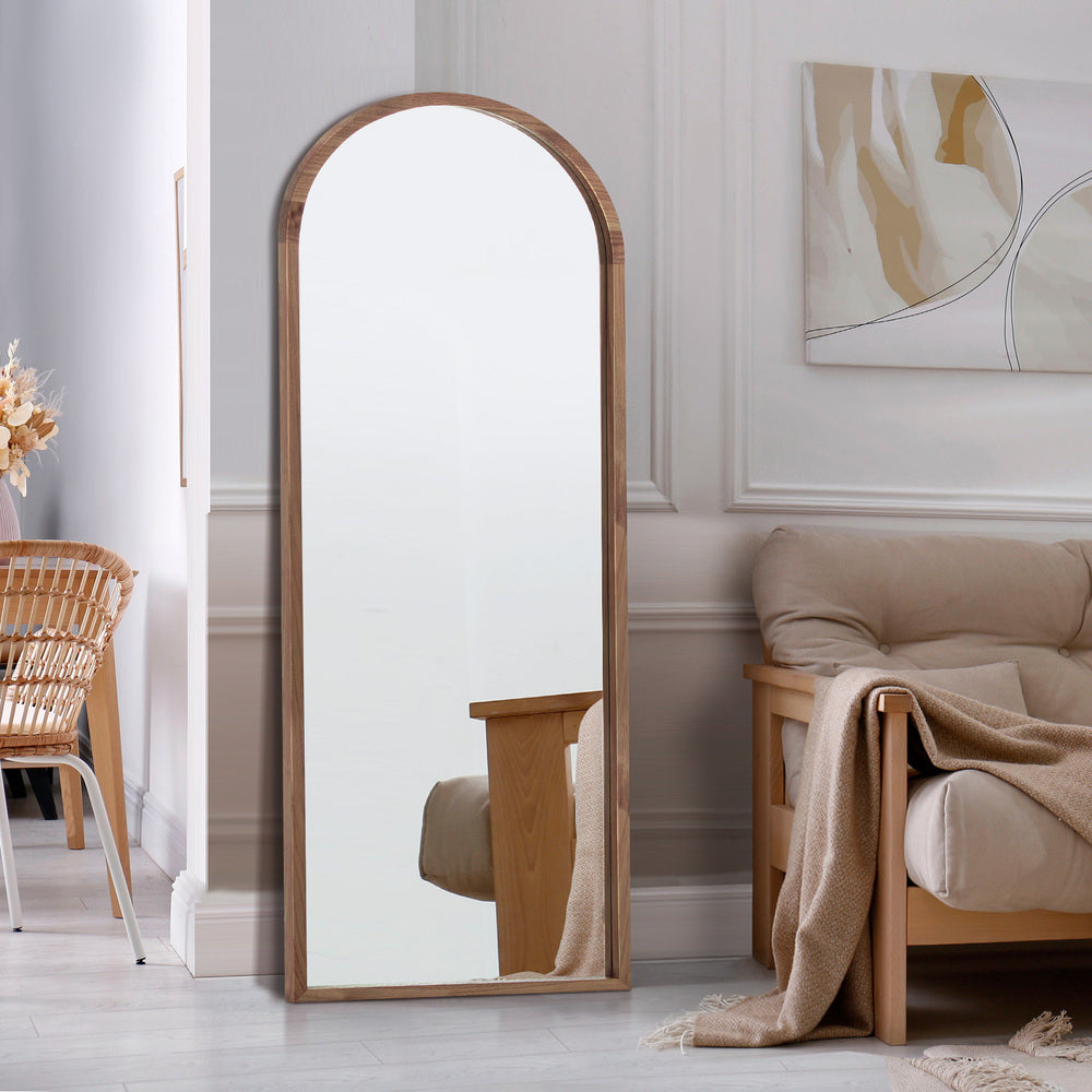Wooden Full Length Mirror Arched Floor Mirror