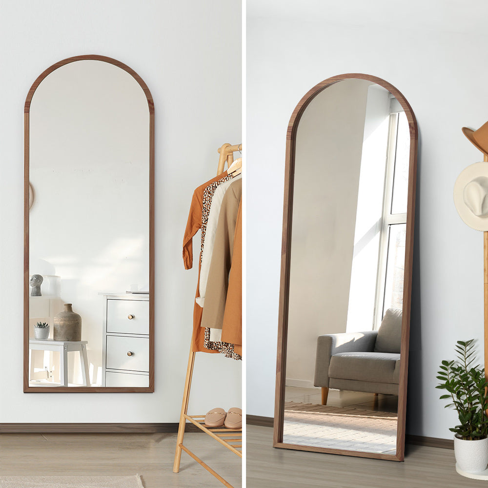 Wooden Full Length Mirror Arched Floor Mirror