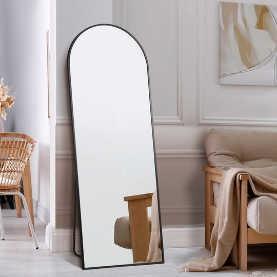 180x70cm Full Length Mirror Arched Floor Mirrors Black/Gold