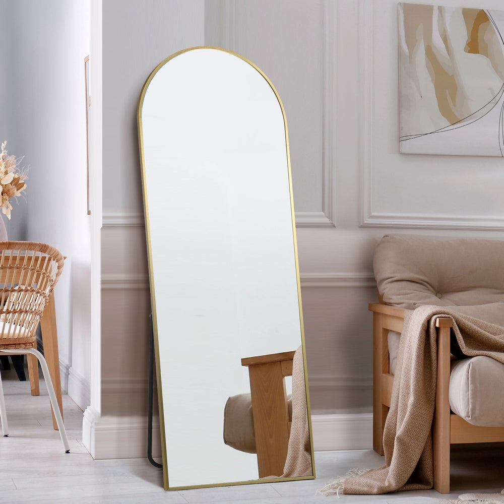 180x70cm Full Length Mirror Arched Floor Mirrors Black/Gold