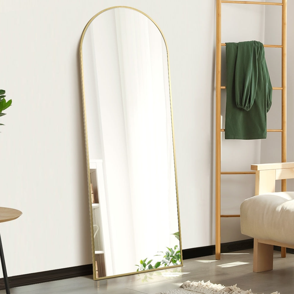 180x70cm Full Length Mirror Arched Floor Mirrors Black/Gold