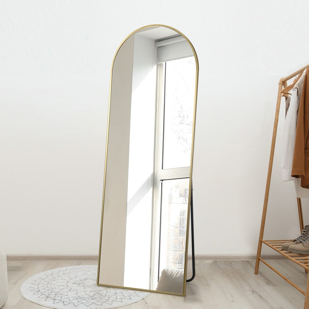 180x70cm Full Length Mirror Arched Floor Mirrors Black/Gold