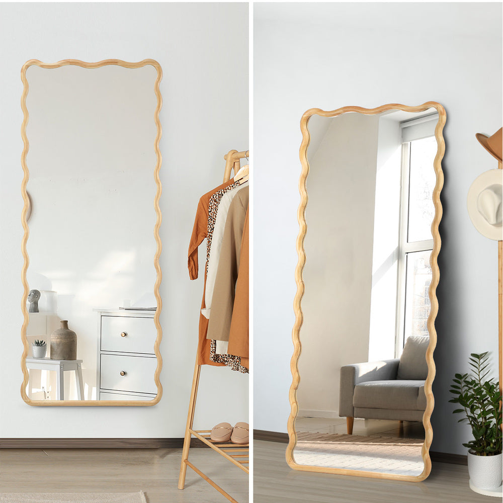 Wooden Full Length Mirror 165x60cm Wavy Floor Mirrors