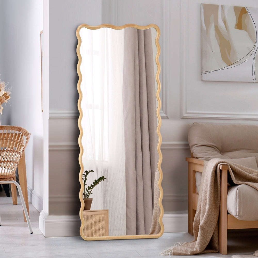 Wooden Full Length Mirror 180x70cm Wavy Floor Mirrors