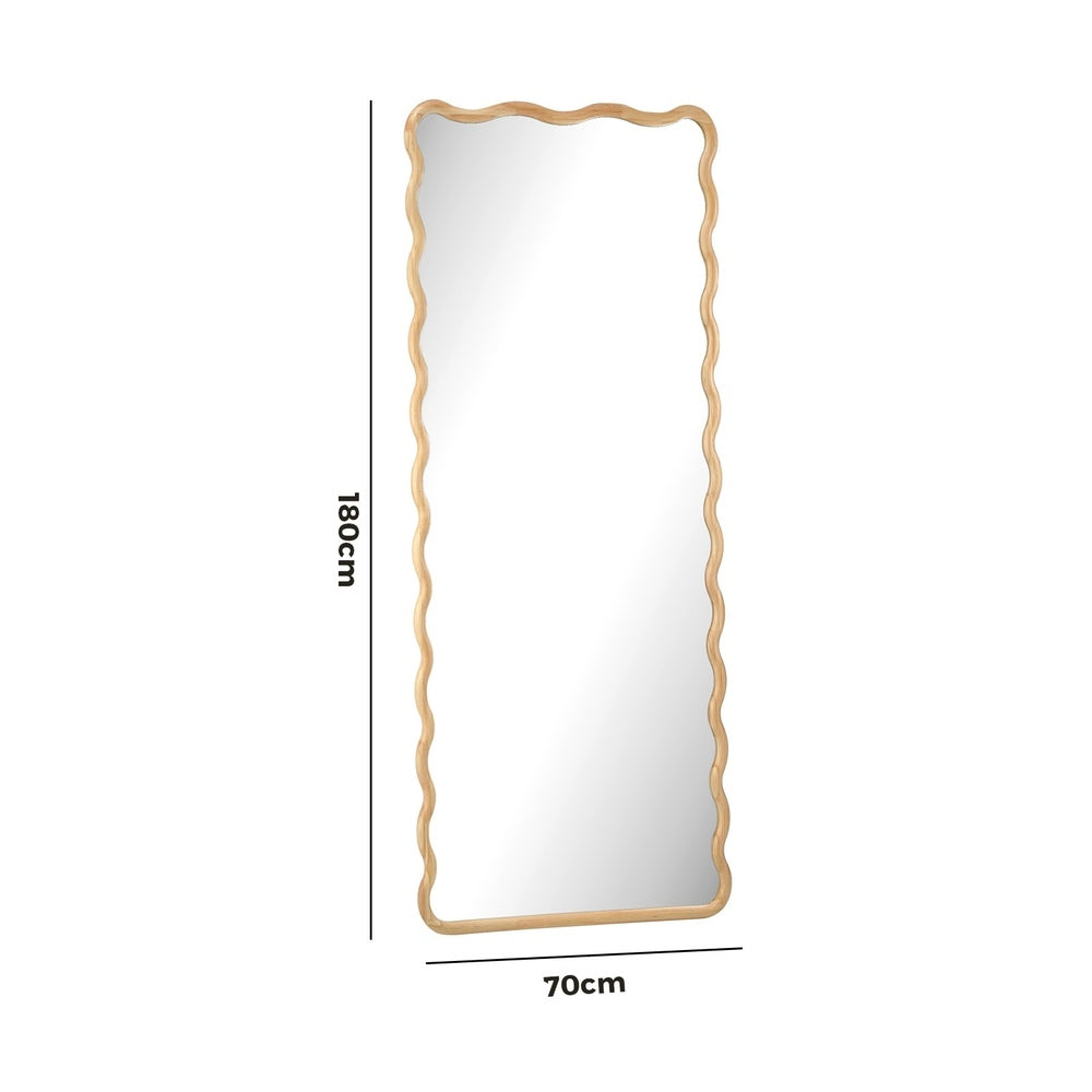 Wooden Full Length Mirror 180x70cm Wavy Floor Mirrors