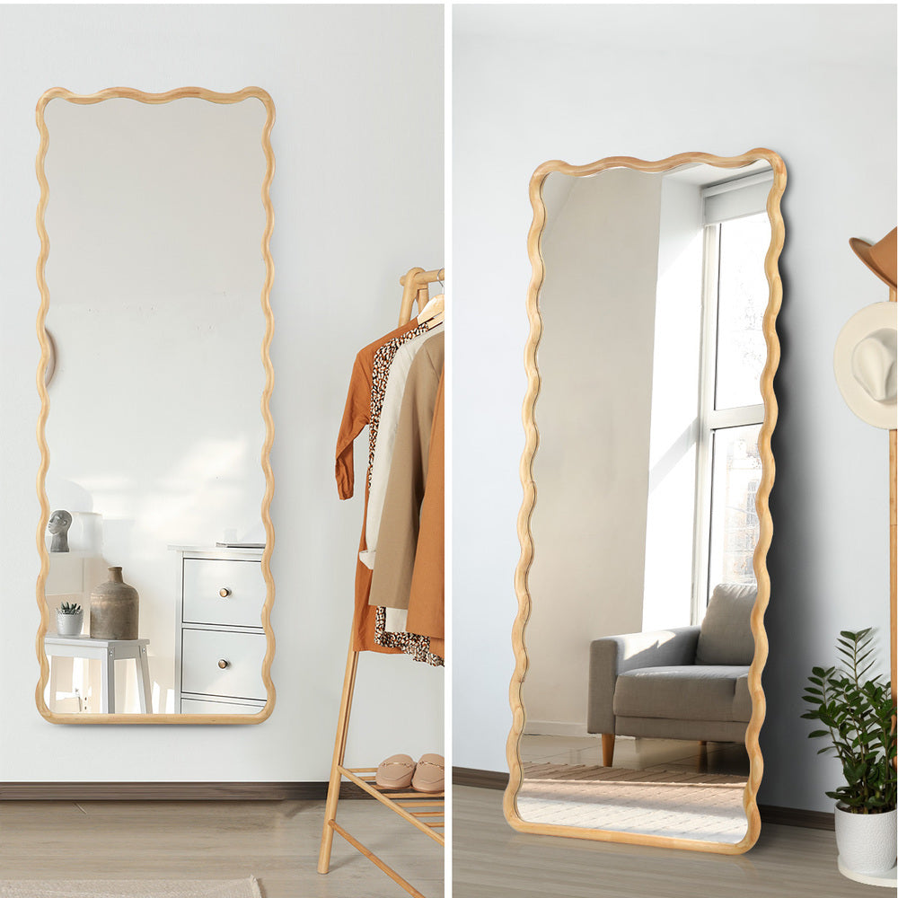 Wooden Full Length Mirror 180x70cm Wavy Floor Mirrors