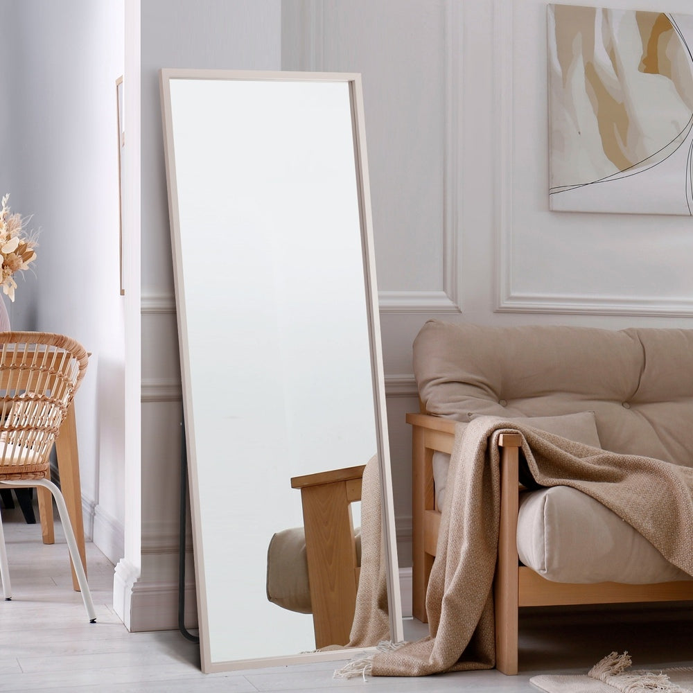 Wooden Full Length Mirror 166x60cm Rectangle White