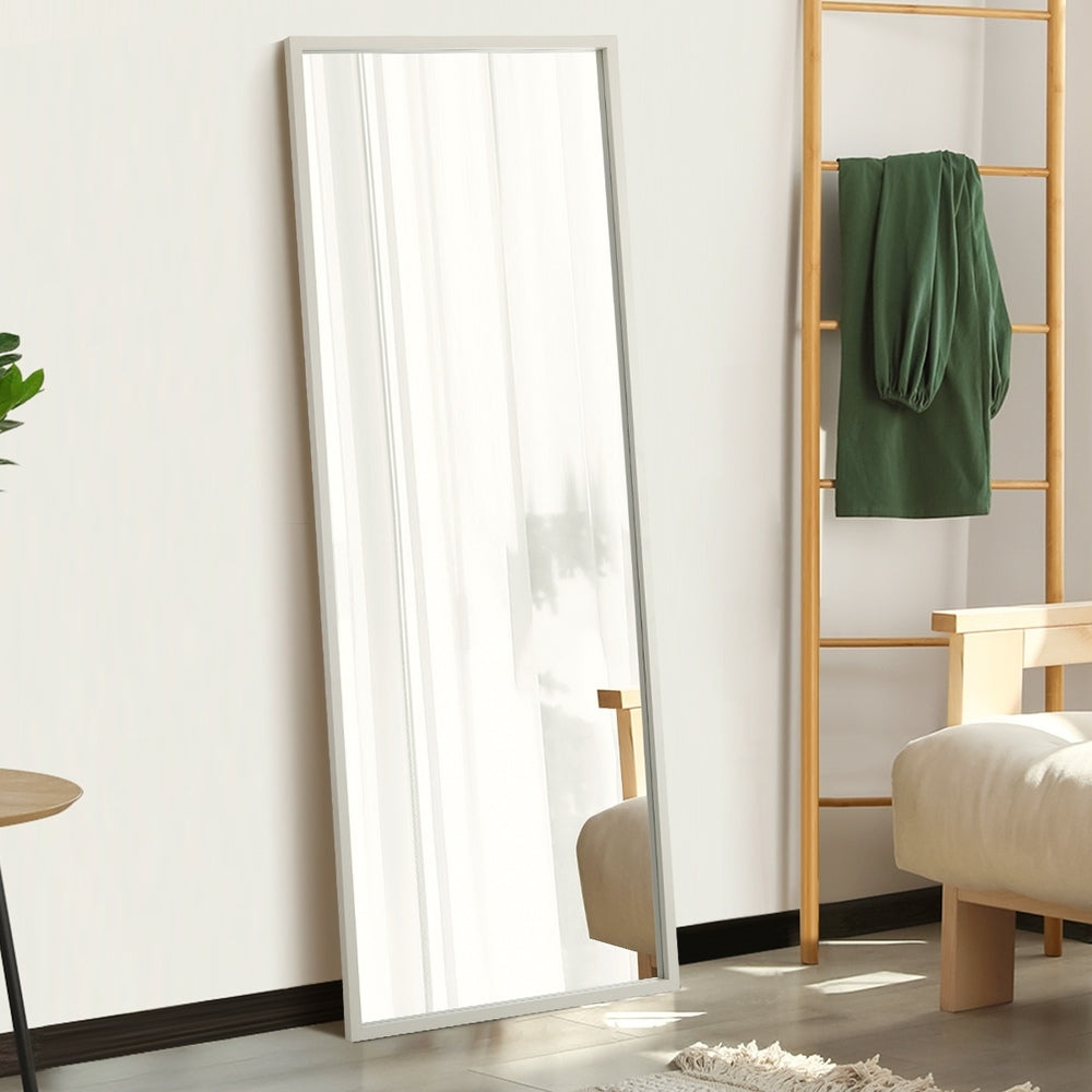 Wooden Full Length Mirror 166x60cm Rectangle White