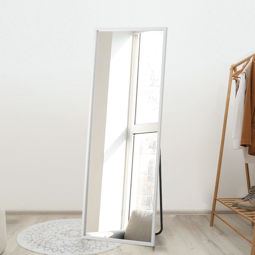 Wooden Full Length Mirror 166x60cm Rectangle White