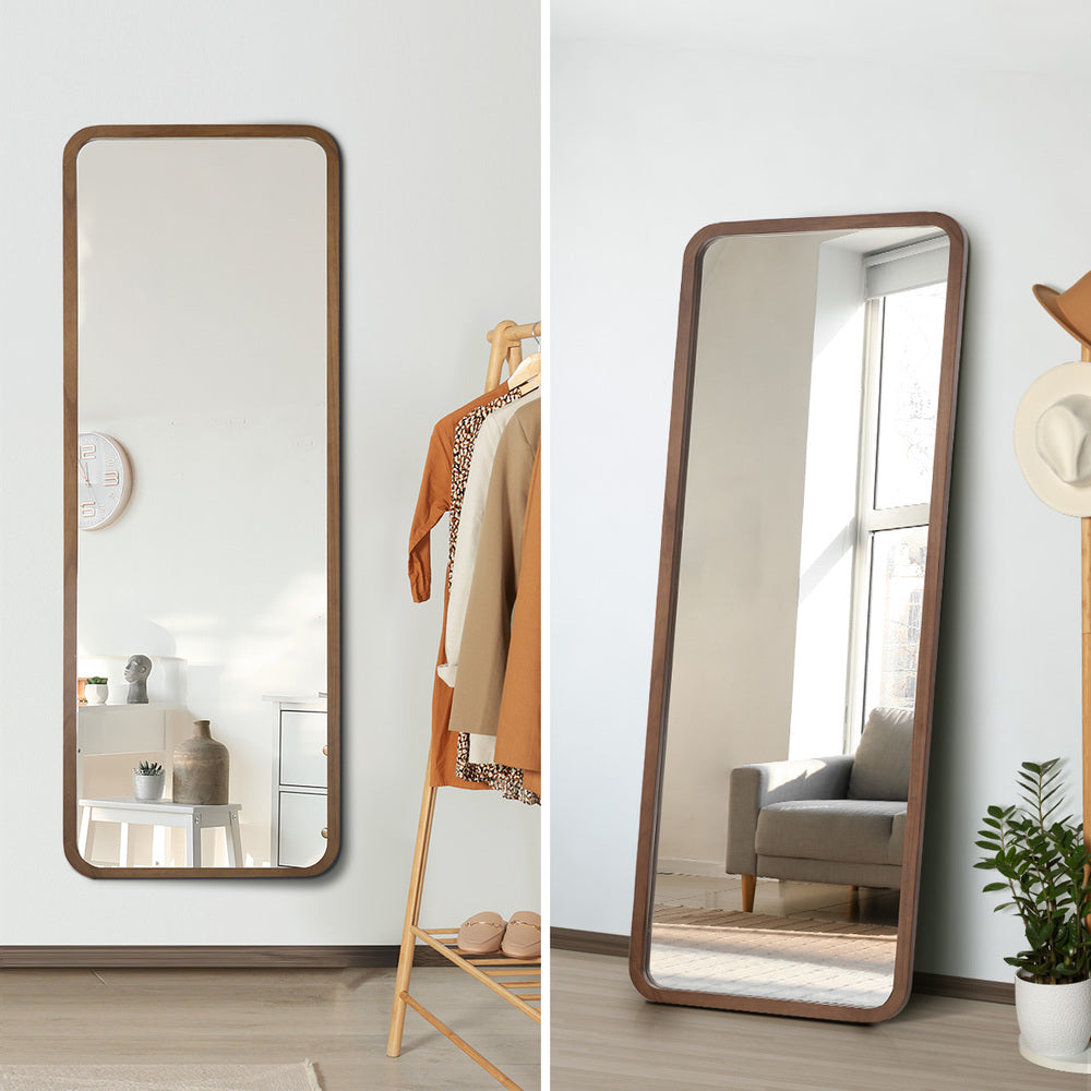 Full Length Mirror Rectangle Dressing Mirror Walnut Wood Frame
