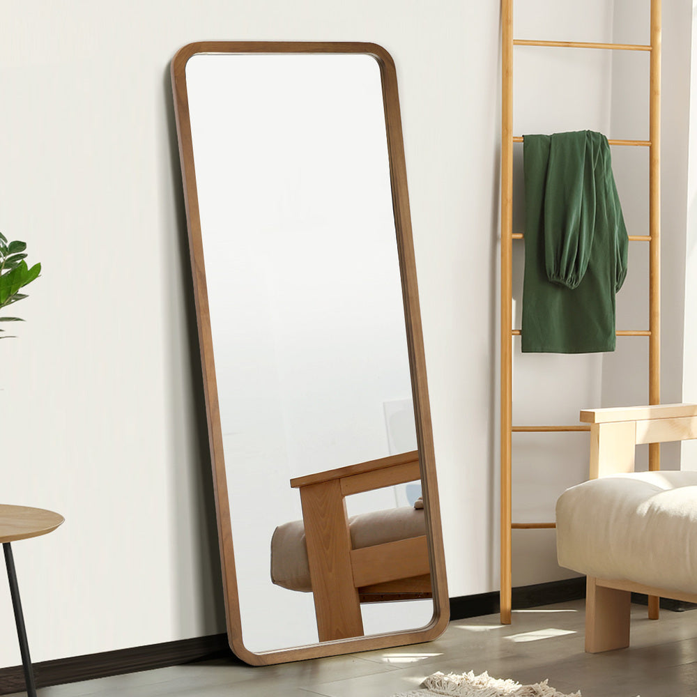 Full Length Mirror Rectangle Dressing Mirror Walnut Wood Frame
