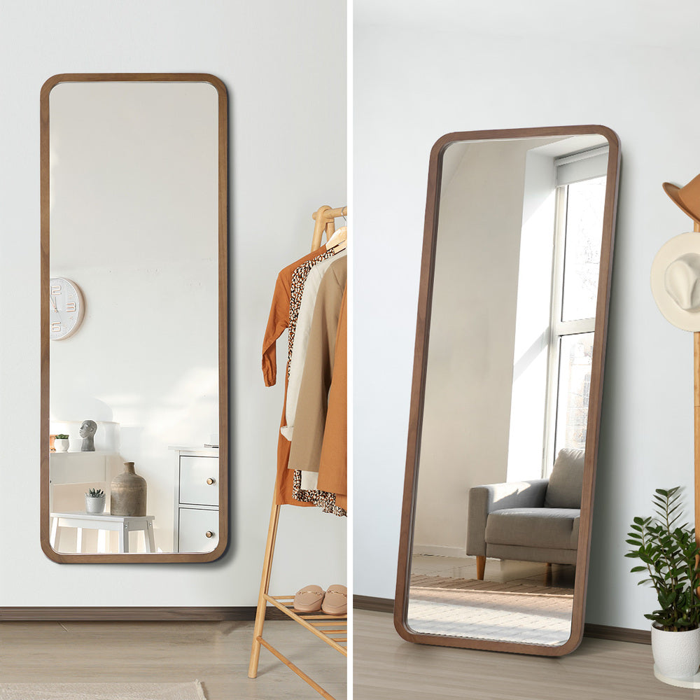 Full Length Mirror Rectangle Dressing Mirror Walnut Wood Frame