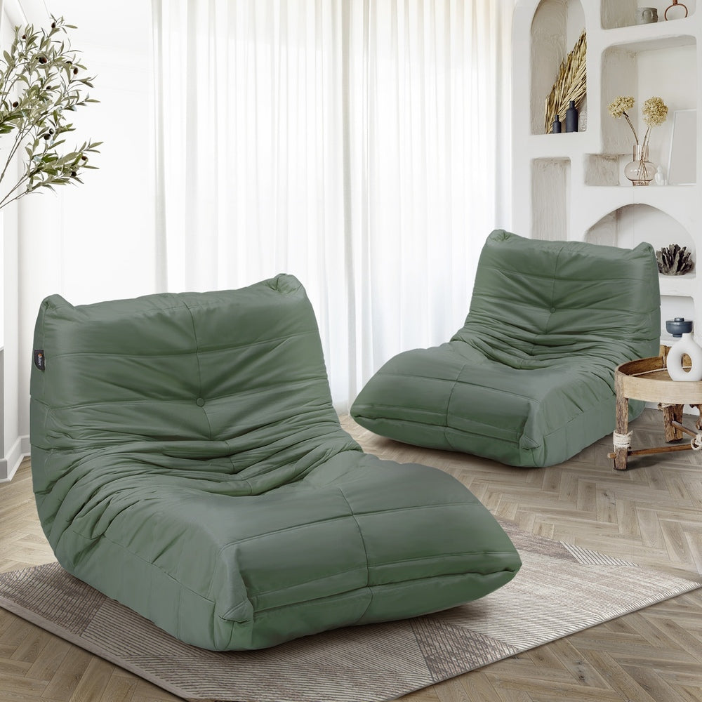 2X Floor Sofa Lounge Caterpillar Couch Single Pouffe