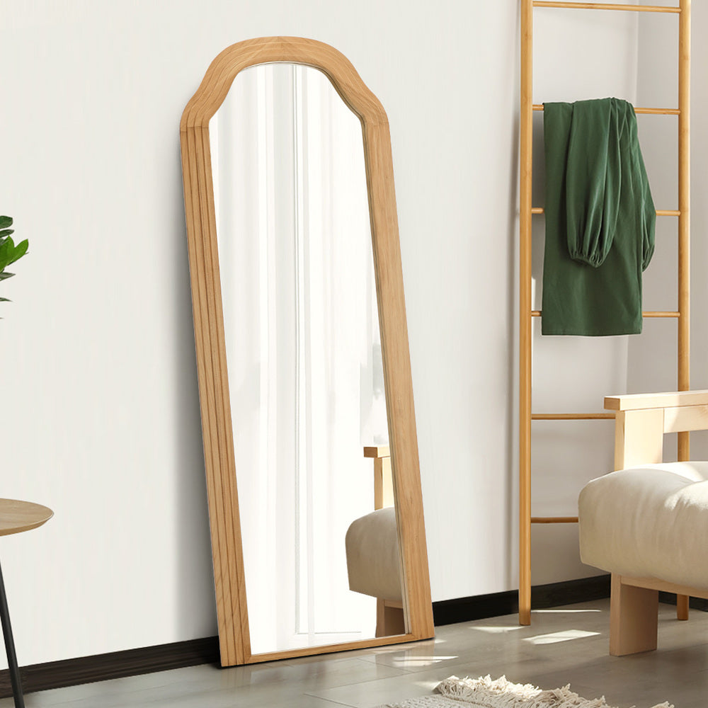 Natural Wood Full Length Floor Mirror 165x60cm Bedroom Makeup Decor