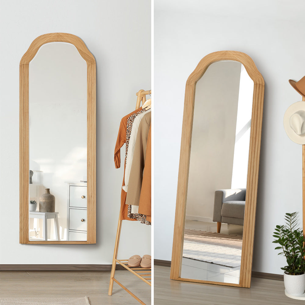 Natural Wood Full Length Floor Mirror 165x60cm Bedroom Makeup Decor