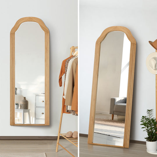 Wood finish - Natural Wood Full Length Floor Mirror 165x60cm Bedroom Makeup Decor