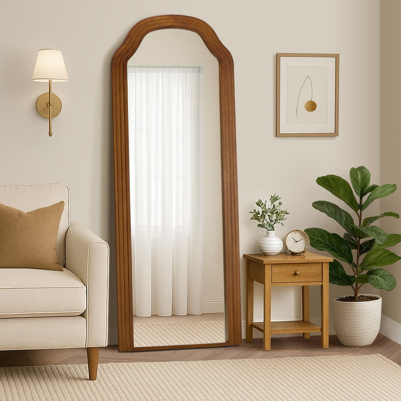 Full Length Makeup Mirror Brown Wood Bedroom