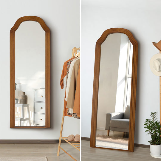 Full Length Mirror - Full Length Makeup Mirror 165x60cm Brown Wood Bedroom Home Decor
