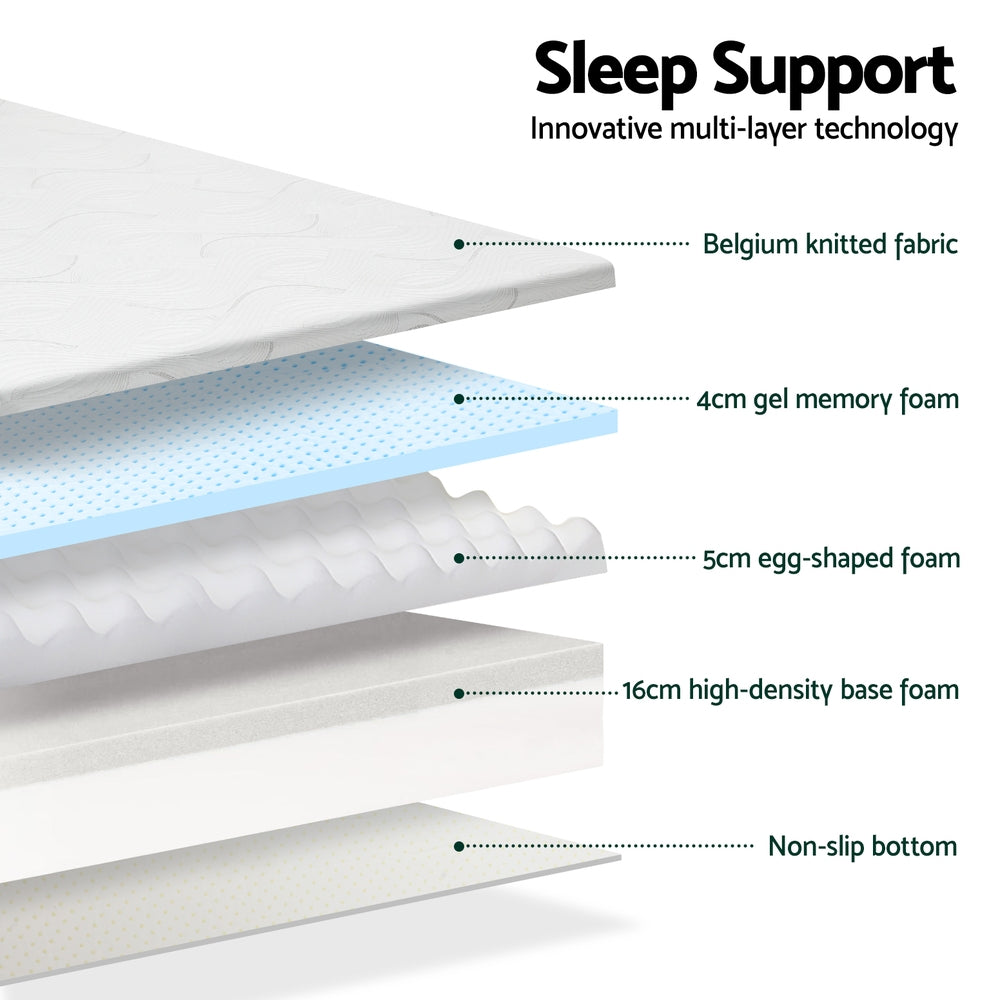 25cm Thick King Single Memory Foam Mattress Medium Firm with 5 years warranty