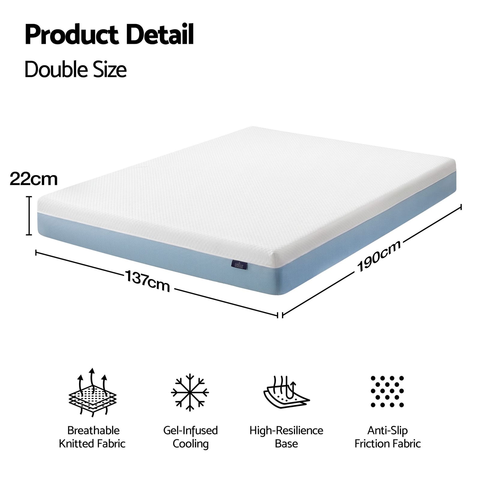 White mattress 137x190cm, view 10