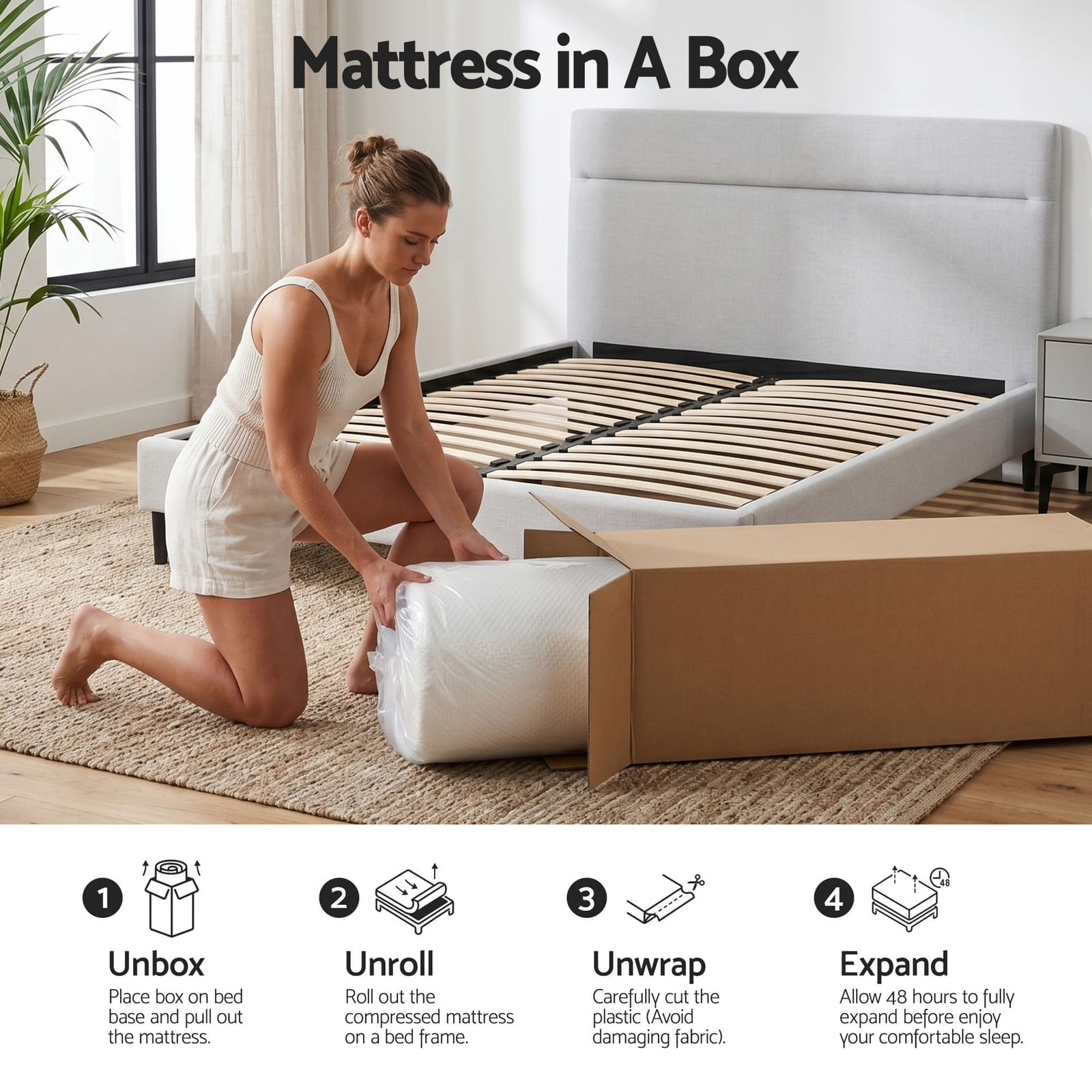 White mattress 137x190cm, view 8