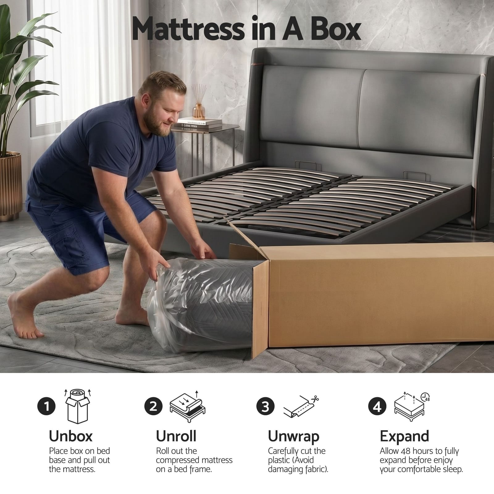 Black mattress 137x190cm, view 8