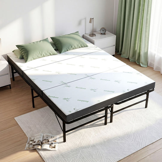 Folding Double Bed Mattress Bamboo Cover - Mattress Toppers