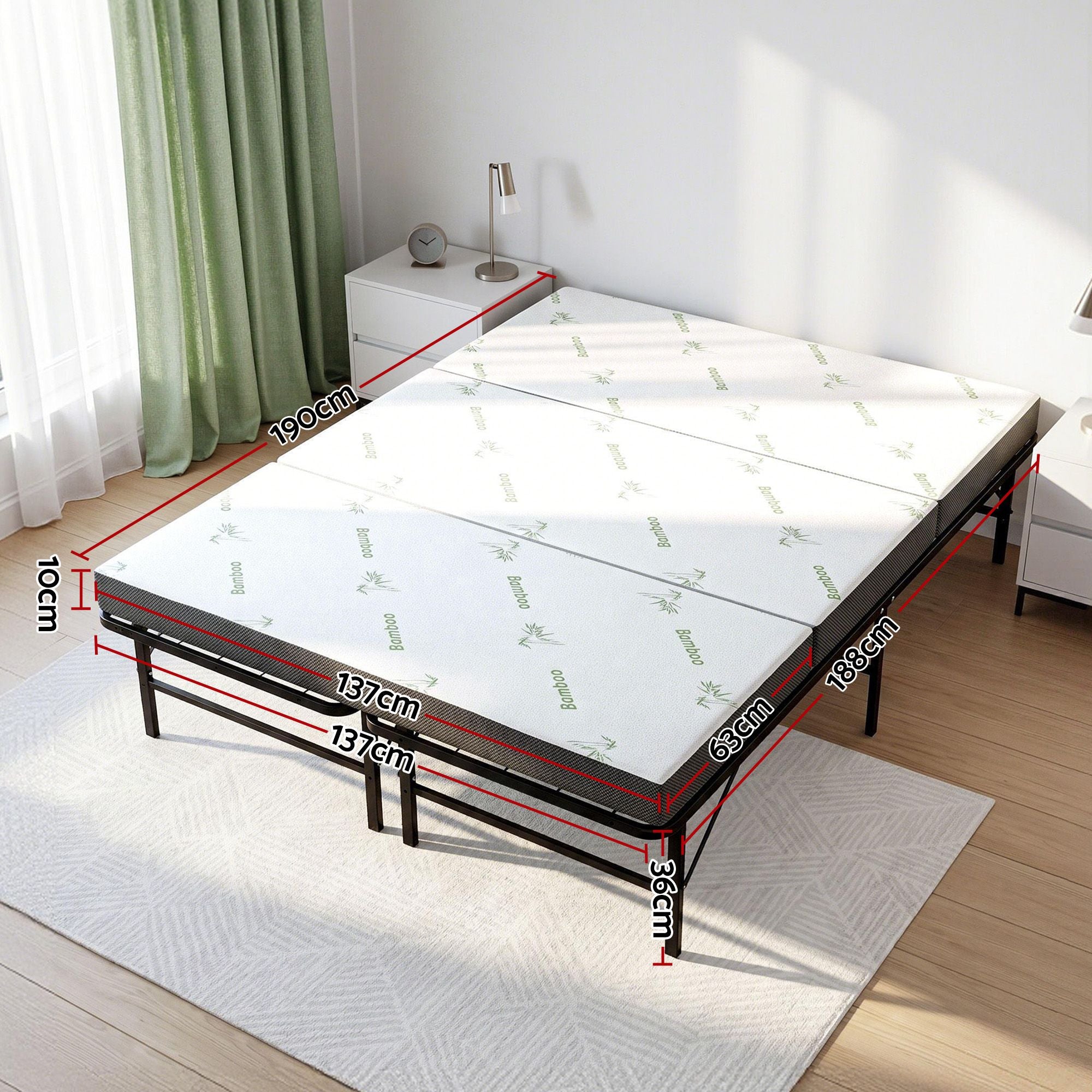 Folding Double Bed Mattress Bamboo Cover | Simpledeals