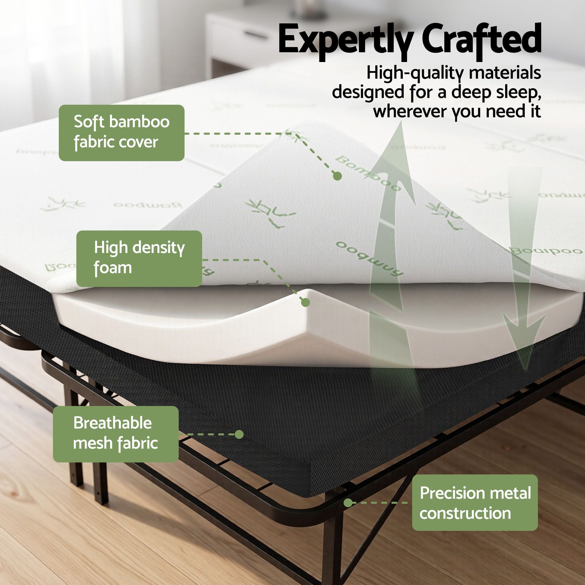 Folding Double Bed Mattress Bamboo Cover | Simpledeals
