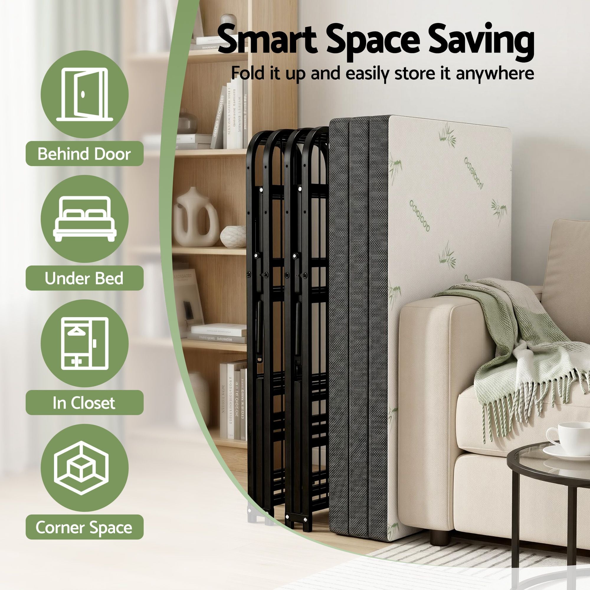Folding Double Bed Mattress Bamboo Cover | Simpledeals