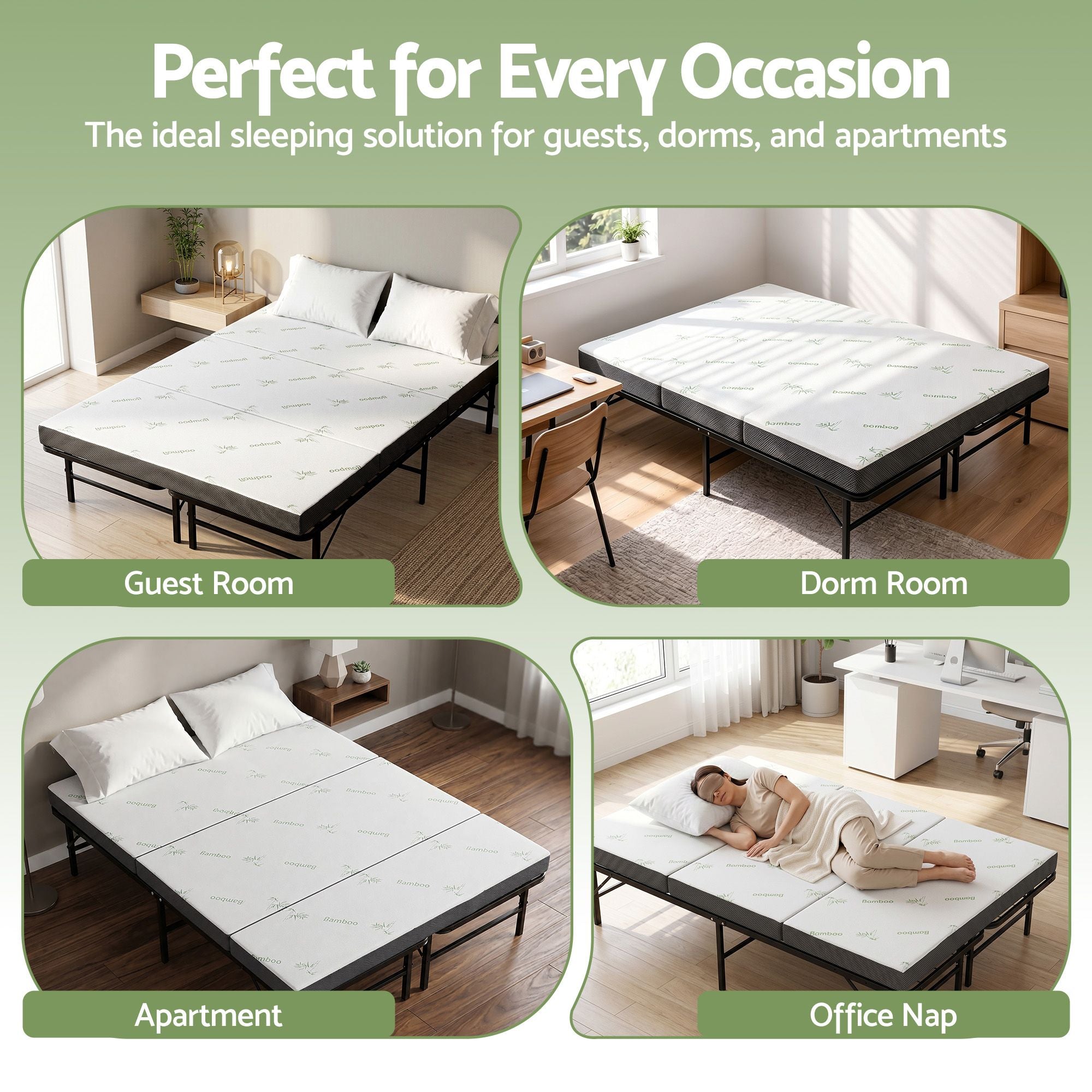 Folding Double Bed Mattress Bamboo Cover | Simpledeals