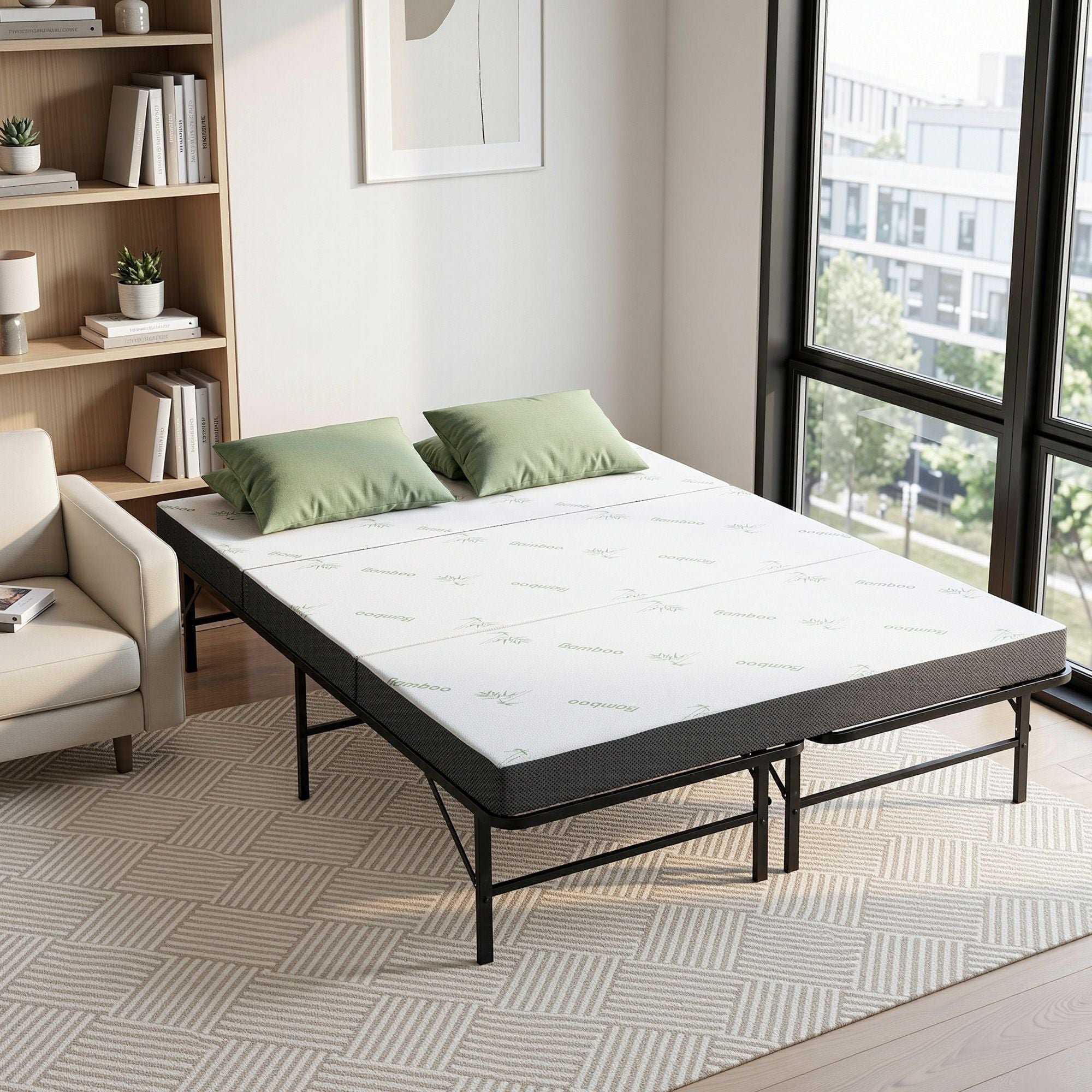 Folding Double Bed Mattress Bamboo Cover | Simpledeals