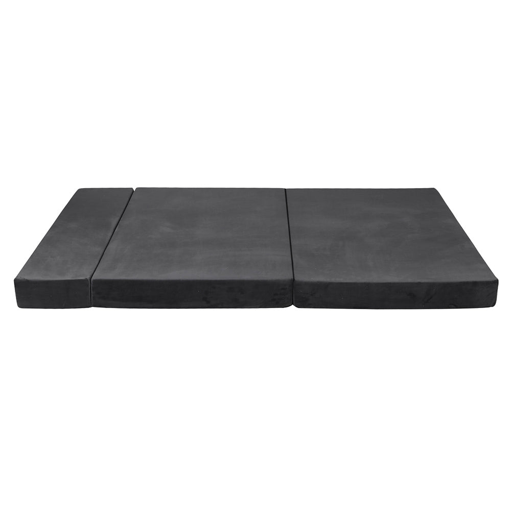 Simple Deals Bedding Alzbeta Double Size Folding Foam Mattress Portable Bed Mat Velvet Dark Grey