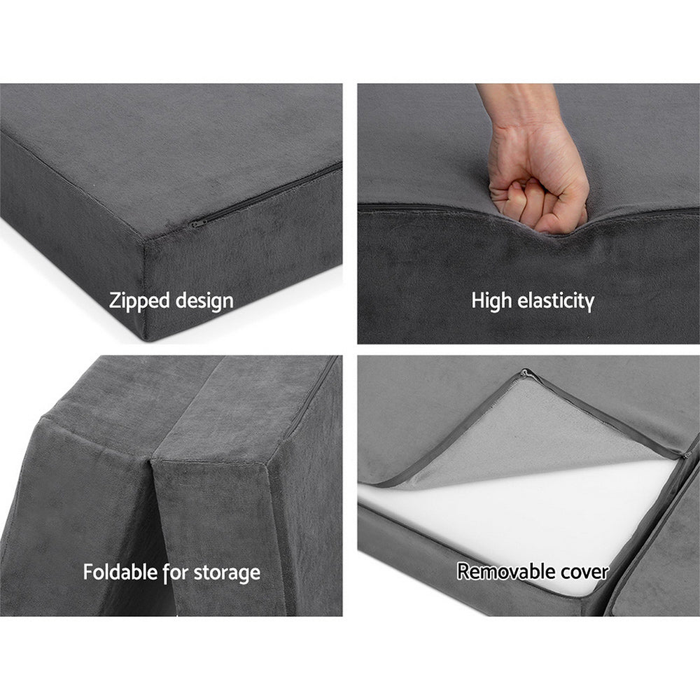 Simple Deals Bedding Alzbeta Double Size Folding Foam Mattress Portable Bed Mat Velvet Dark Grey