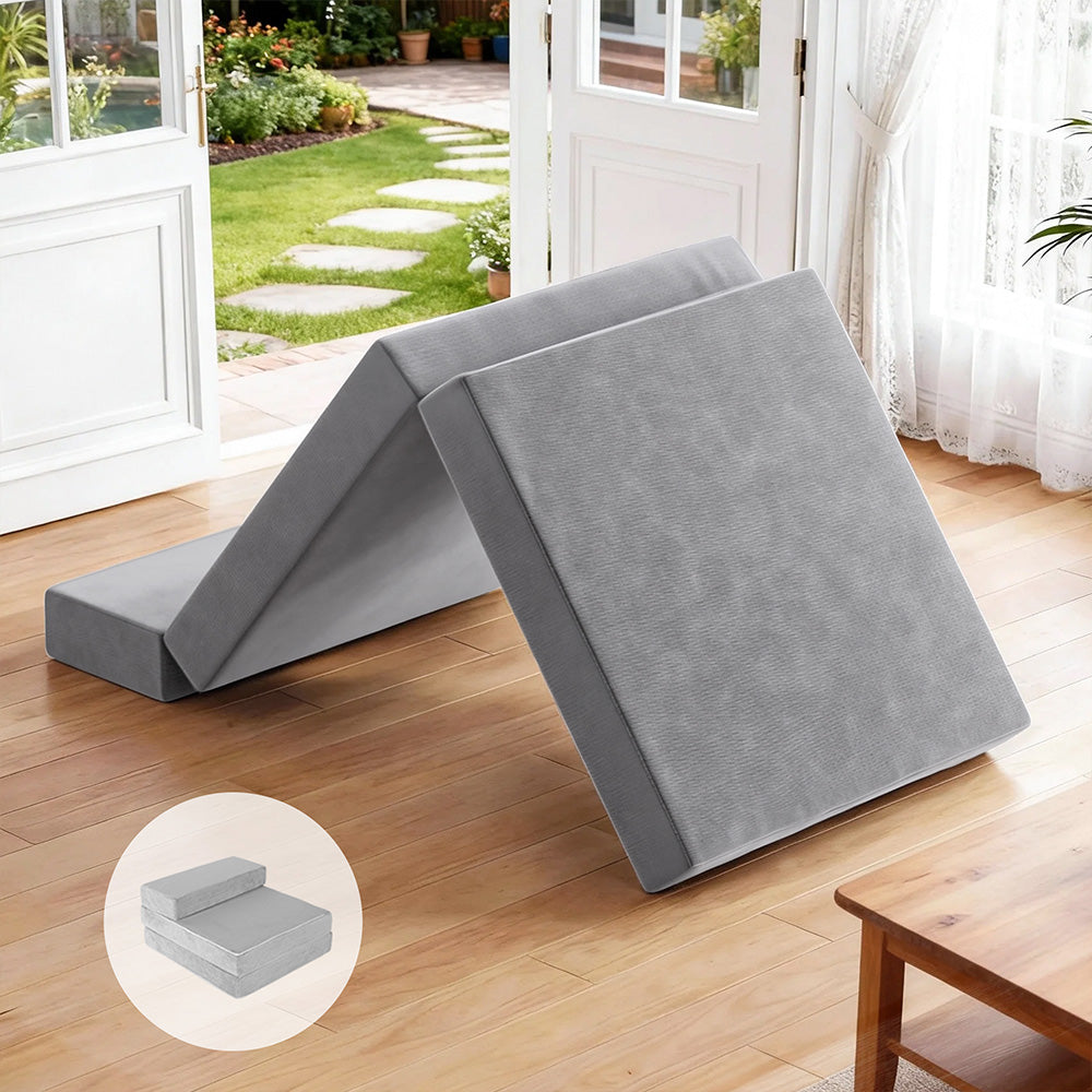 Foldable Mattress Folding Foam Bed Mat Light Grey