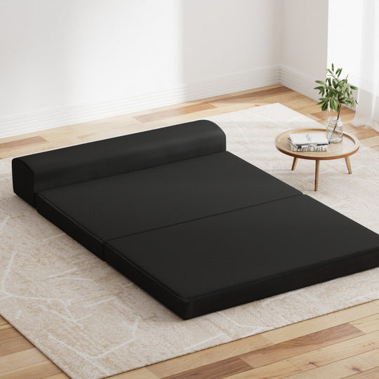 Foldable Mattress Folding Foam Bed Mat Double Black - Giselle Bedding Portable Sofa