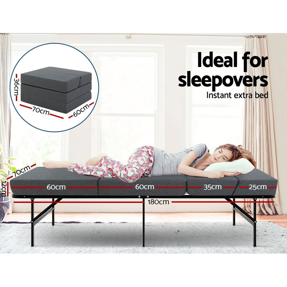 Foldable Foam Mattress Bed Grey Folding Floor Mat Sofa Bed