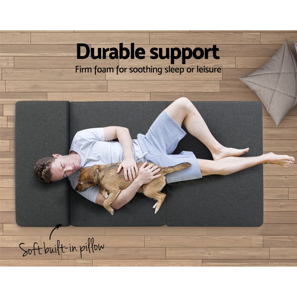 Foldable Foam Mattress Bed Grey Folding Floor Mat Sofa Bed