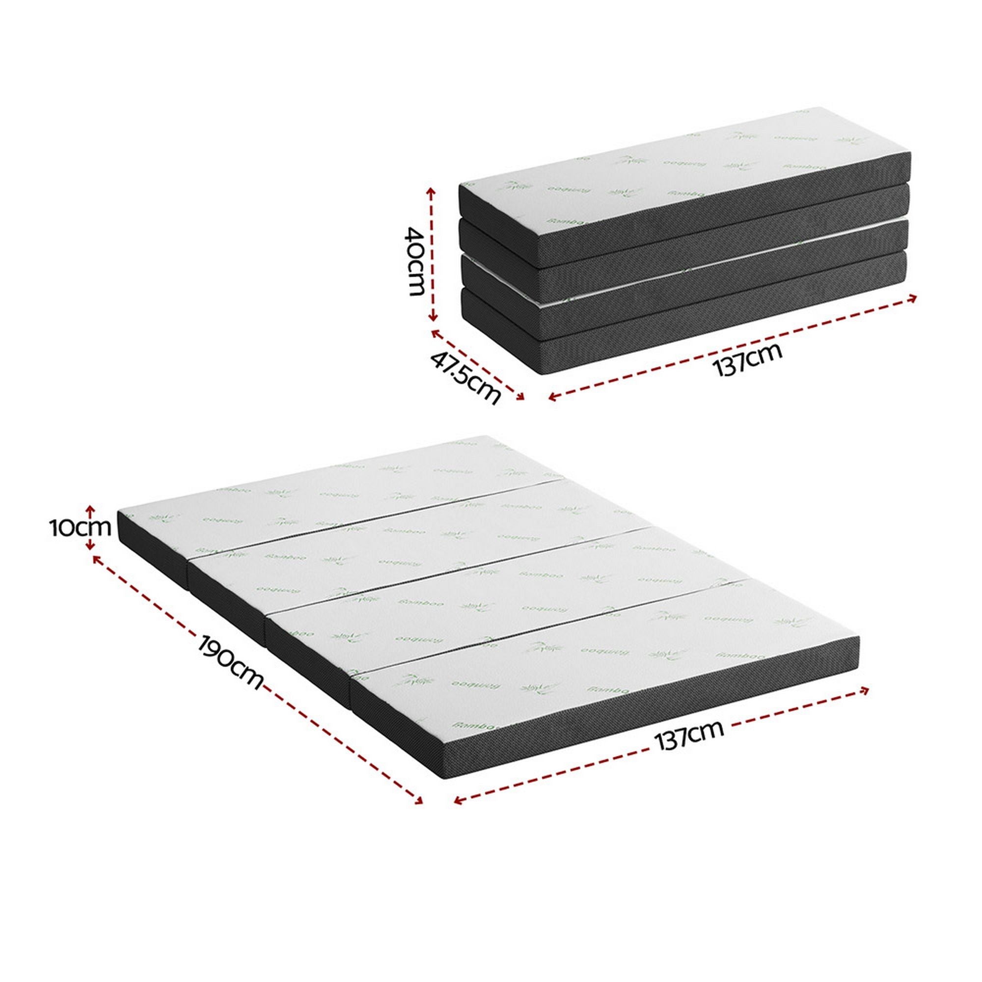 Giselle Foldable Mattress Folding Foam Mattresses Bamboo Double