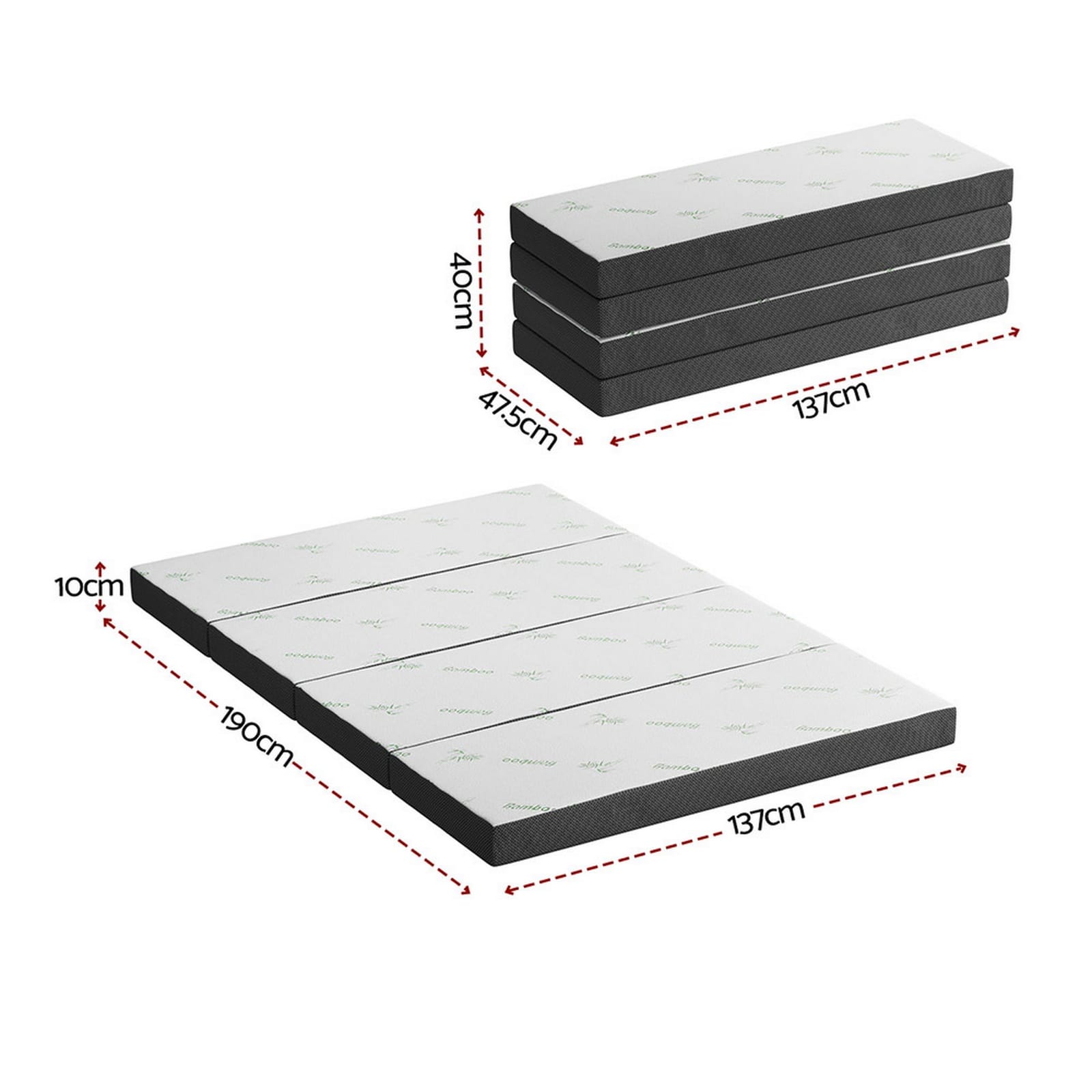 Foldable Foam Mattress Double Size 190x137x10cm