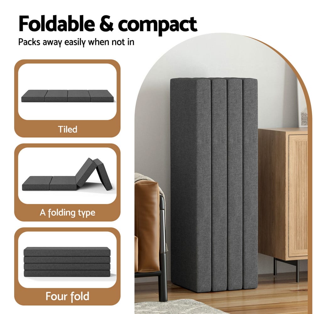 Foldable Mattress Queen Size Grey 203x153x12cm