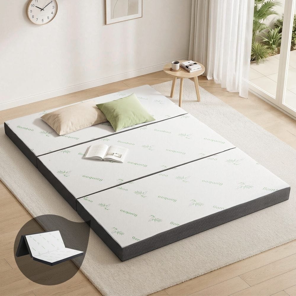 Foldable Queen Mattress Bamboo 203x153x10cm