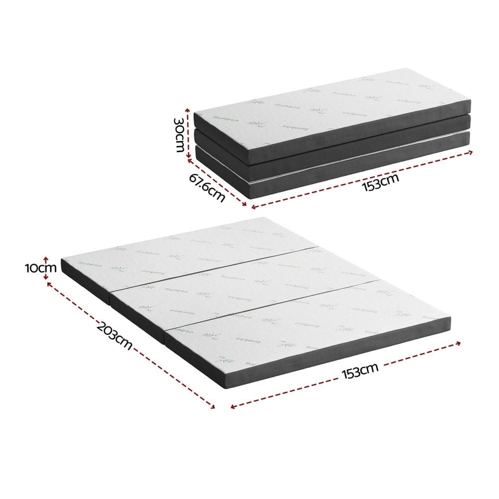 Foldable Queen Mattress Bamboo 203x153x10cm