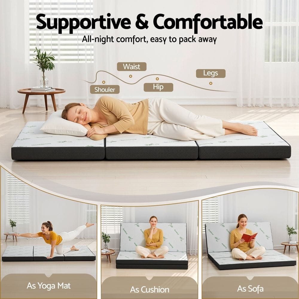 Foldable Queen Mattress Bamboo 203x153x10cm