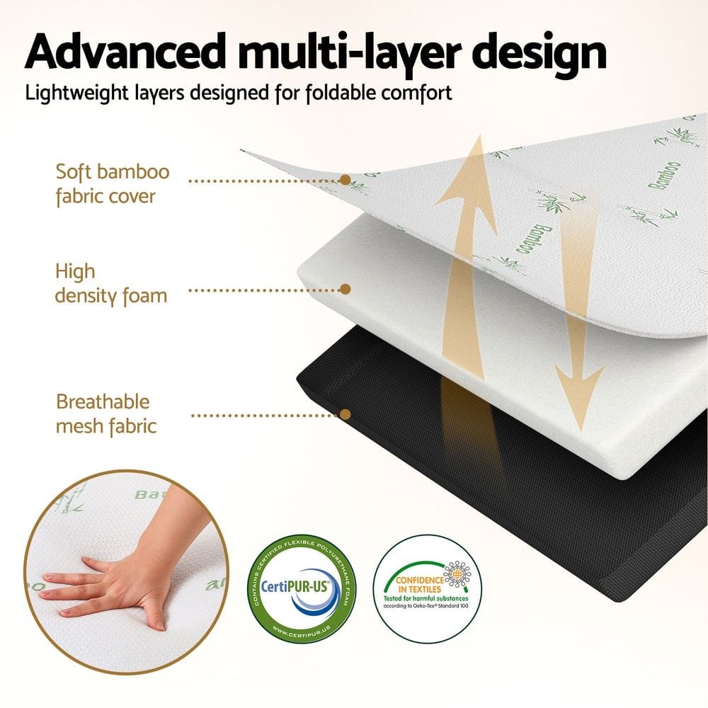Foldable Queen Mattress Bamboo 203x153x10cm