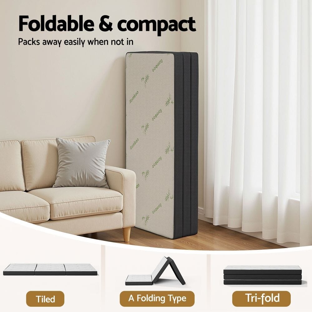 Foldable Queen Mattress Bamboo 203x153x10cm